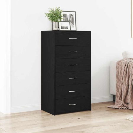 Bufetă cu 6 sertare Stejar negru 50x34x96 cm Lemn prelucrat