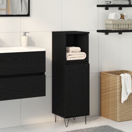 Cabinet de baie Negru Stejar 30x30x100 cm Lemn prelucrat
