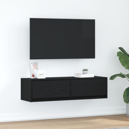 Cabinet TV Negru Stejar 100x31x25,5 cm Lemn prelucrat