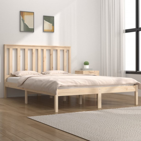 Cadru de pat, 120x200 cm, lemn masiv de pin - Img 1