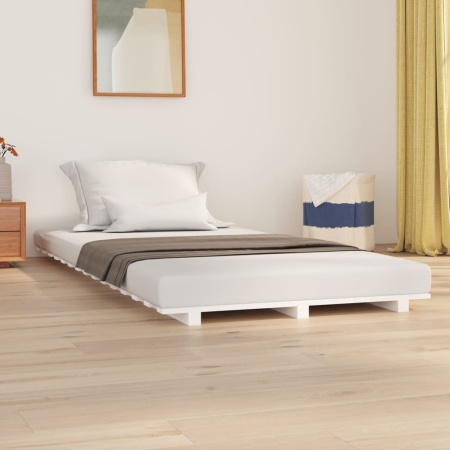 Cadru de pat, alb, 100x200 cm, lemn masiv de pin