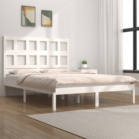 Cadru de pat, alb, 160x200 cm, lemn masiv de pin