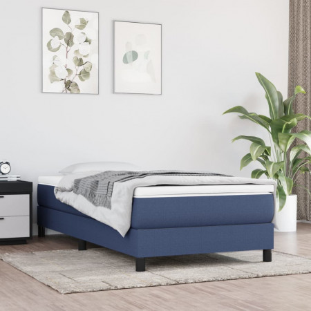 Cadru de pat, albastru, 90x190 cm, material textil - Img 1