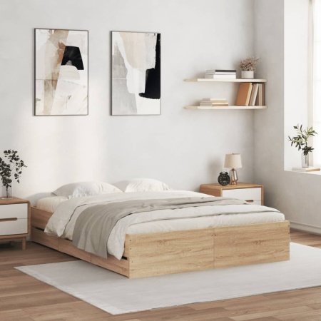 Cadru de pat cu sertare stejar sonoma 140x190 cm lemn prelucrat