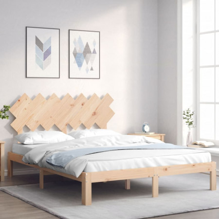 Cadru de pat cu tăblie, 140x190 cm, lemn masiv