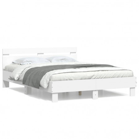 Cadru de pat cu tăblie, alb, 140x190 cm, lemn prelucrat