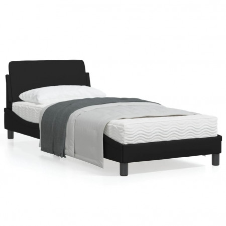 Cadru de pat cu tăblie, negru, 80x200 cm, piele ecologică