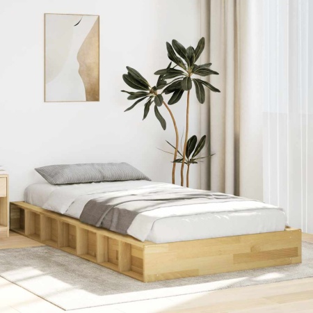 Cadru de pat fără saltea 90x190 cm din lemn masiv de stejar