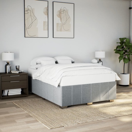 Cadru de pat fără saltea, gri deschis, 140x200 cm, textil