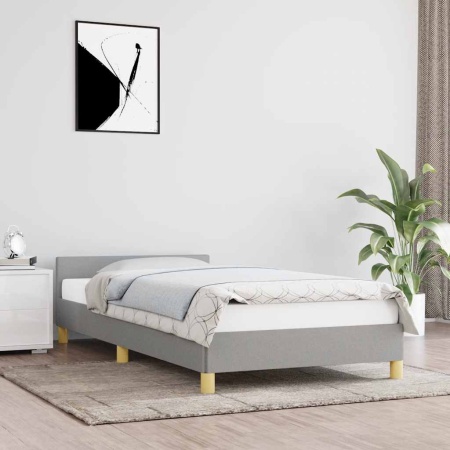 Cadru de pat fără saltea, gri deschis, 80x200 cm, textil