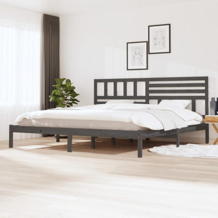 Cadru de pat, gri, 200 x 200 cm, lemn masiv de pin