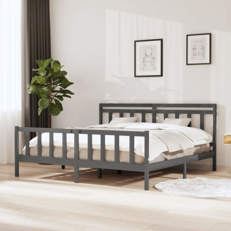 Cadru de pat, gri , 200x200 cm, lemn masiv