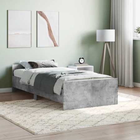Cadru de pat, gri beton, 90x190 cm, lemn prelucrat