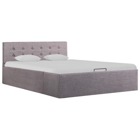 Cadru de pat hidraulic cu ladă, gri taupe, 120 x 200 cm, textil