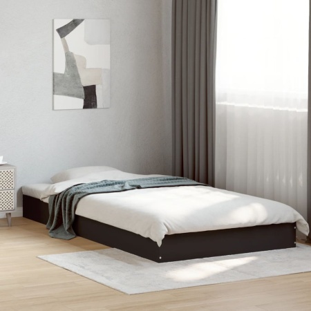 Cadru de pat, negru, 90x190 cm, lemn prelucrat