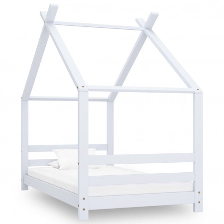 Cadru pat de copii, alb, 80 x 160 cm, lemn masiv de pin - Img 1