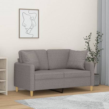 Canapea cu 2 locuri cu pernuțe, gri deschis, 120 cm, textil - Img 1