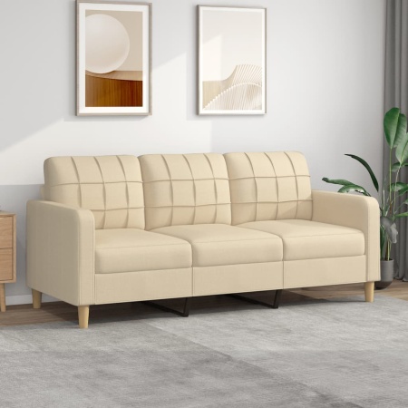 Canapea cu 3 locuri, crem, 180 cm, material textil