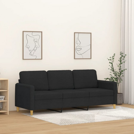 Canapea cu 3 locuri, negru, 180 cm, material textil - Img 1