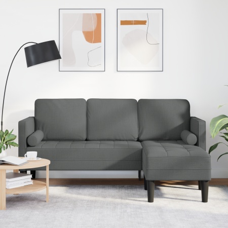 Canapea L-shaped pentru 3 persoane Gri închis 160 cm Fabricat
