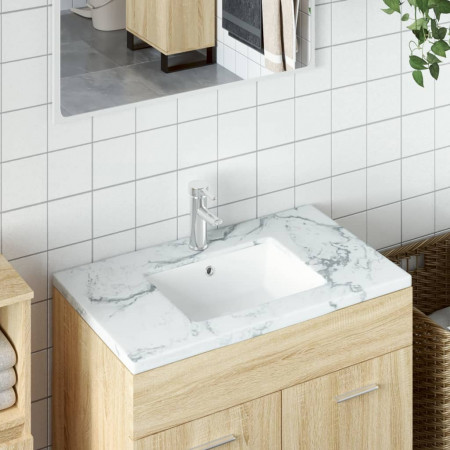 Chiuvetă de baie, alb, 50x40,5x18,5 cm, pătrată, ceramică - Img 1