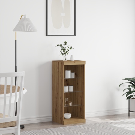 Comodă cu Lumini LED Stejar Artisan 41x37x100 cm