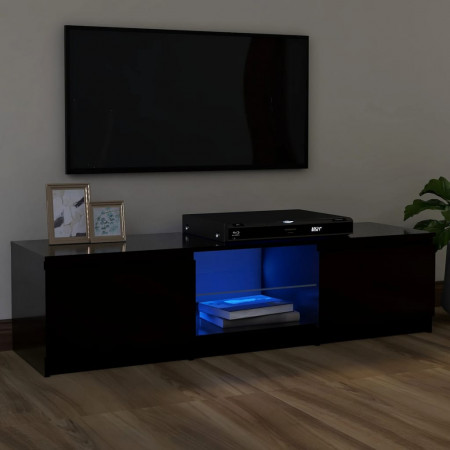 Comodă TV cu lumini LED, negru, 120x30x35,5 cm - Img 1