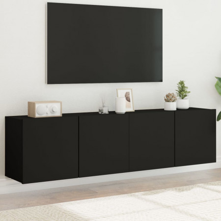 Comodă TV de perete, 2 buc. negru, 80x30x41 cm