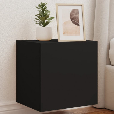 Comodă TV de perete cu lumini LED, negru, 40,5x35x40 cm