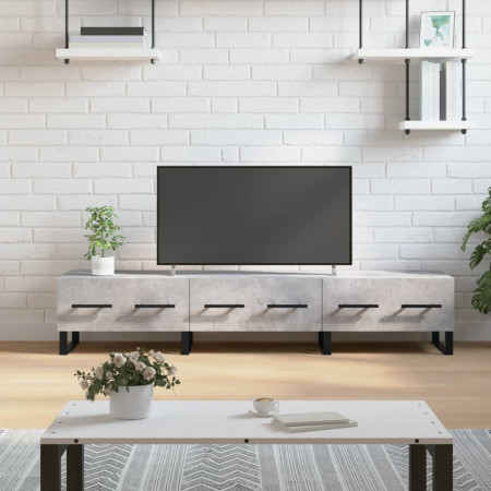 Comodă TV, gri beton, 150x36x30 cm, lemn prelucrat