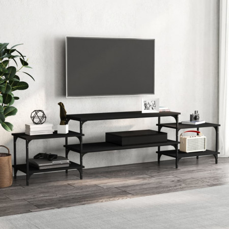 Comodă TV, negru, 197x35x52 cm, lemn prelucrat - Img 1