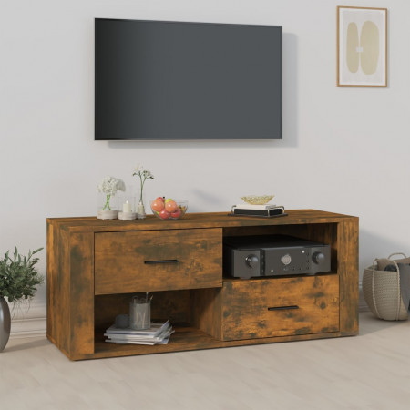 Comodă TV, stejar fumuriu, 100x35x40 cm, lemn prelucrat