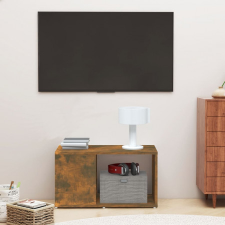 Comodă TV, stejar fumuriu, 60x24x32 cm, lemn compozit