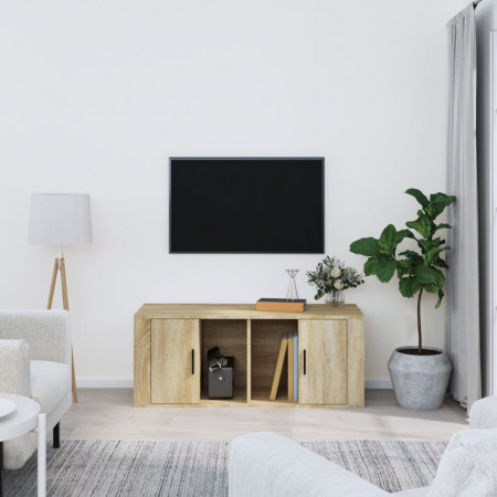 Comodă TV, stejar sonoma, 100x35x40 cm, lemn prelucrat - Img 1