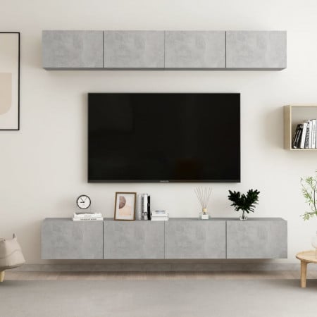 Comode TV, 4 buc., gri beton, 100x30x30 cm, PAL