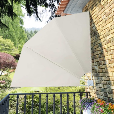 Copertină laterală pliabilă de balcon, crem, 210x210 cm
