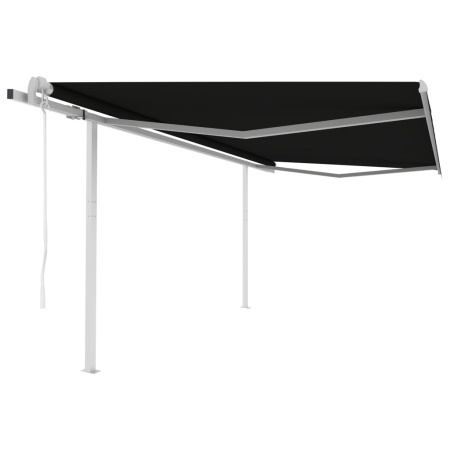 Copertină retractabilă automat, cu stâlpi, antracit, 4x3,5 m - Img 1