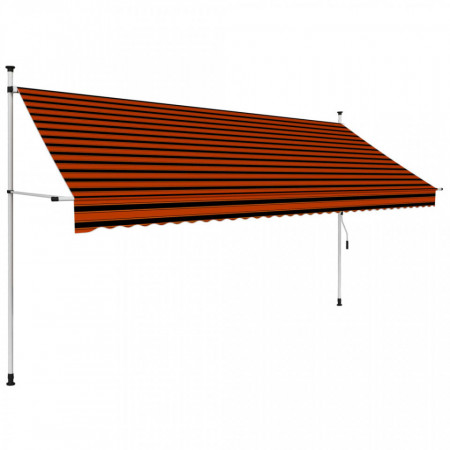 Copertină retractabilă manual, portocaliu și maro, 350 cm