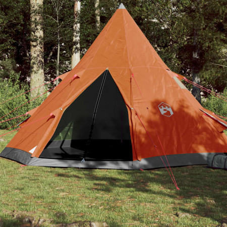 Cort camping 4 persoane gri/portocaliu 367x367x259cm tafta 185T - Img 1