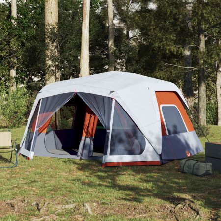 Cort camping cu LED pentru 10 persoane, gri deschis/portocaliu
