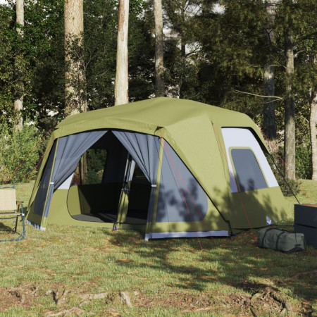 Cort de camping 10 pers. verde, impermeabil, configurare rapidă
