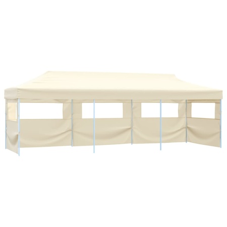 Cort de petrecere pliabil cu 5 pereți laterali, crem, 3 x 9 m