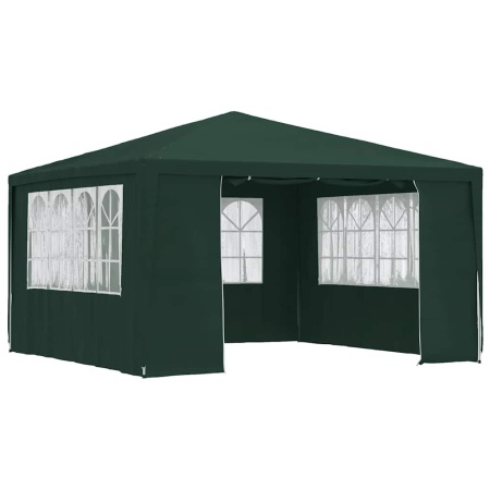 Cort petrecere profesional cu pereți laterali verde 4x4m 90g/m²