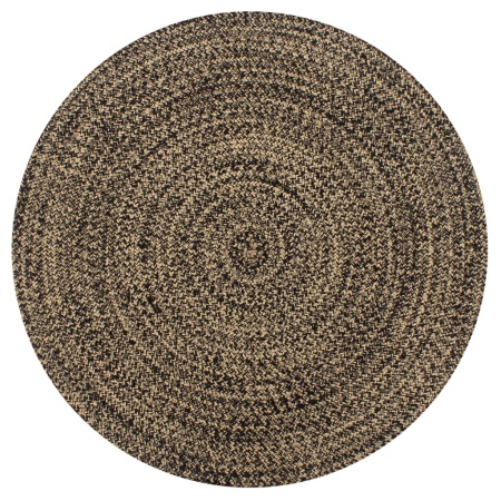 Covor manual, negru și natural, 120 cm, iută