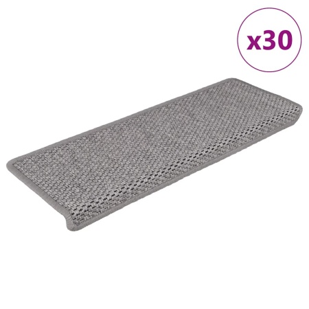 Covorașe autoadezive scări, 30 buc., argintiu, 65x21x4cm, sisal