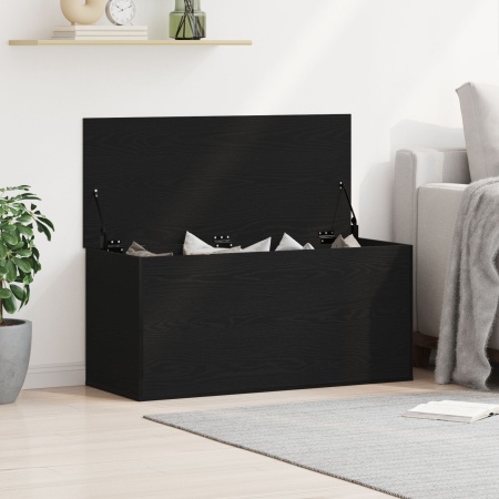 Cutie de depozitare cu capac Negru Stejar 100x42x46 cm Lemn prelucrat