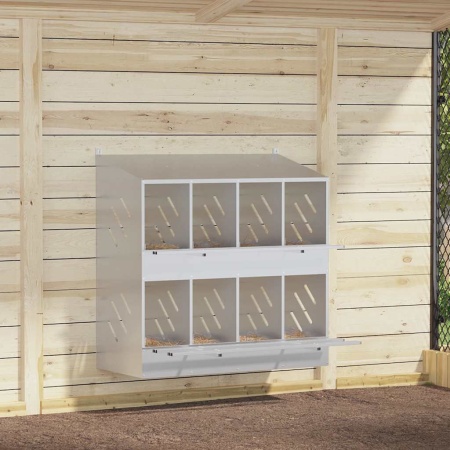 Cutie pentru pui cu 8 compartimente, metal argintiu galvanizat