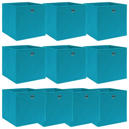 Cutii de depozitare, 10 buc., bleu, 32x32x32 cm, textil