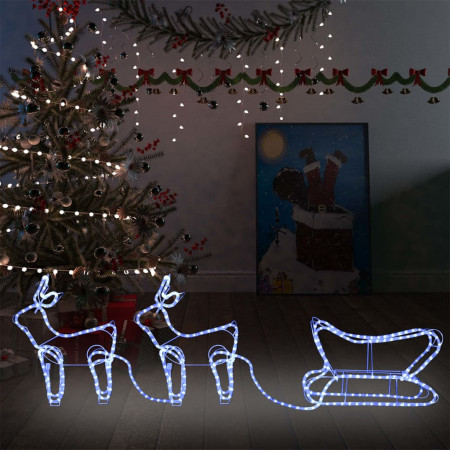 Decorațiune de Crăciun cu reni și sanie, 576 LED-uri, exterior - Img 1