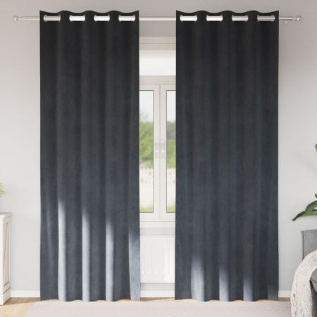 Draperii Blackout cu ochiuri 2 pcs Gri deschis Catifea